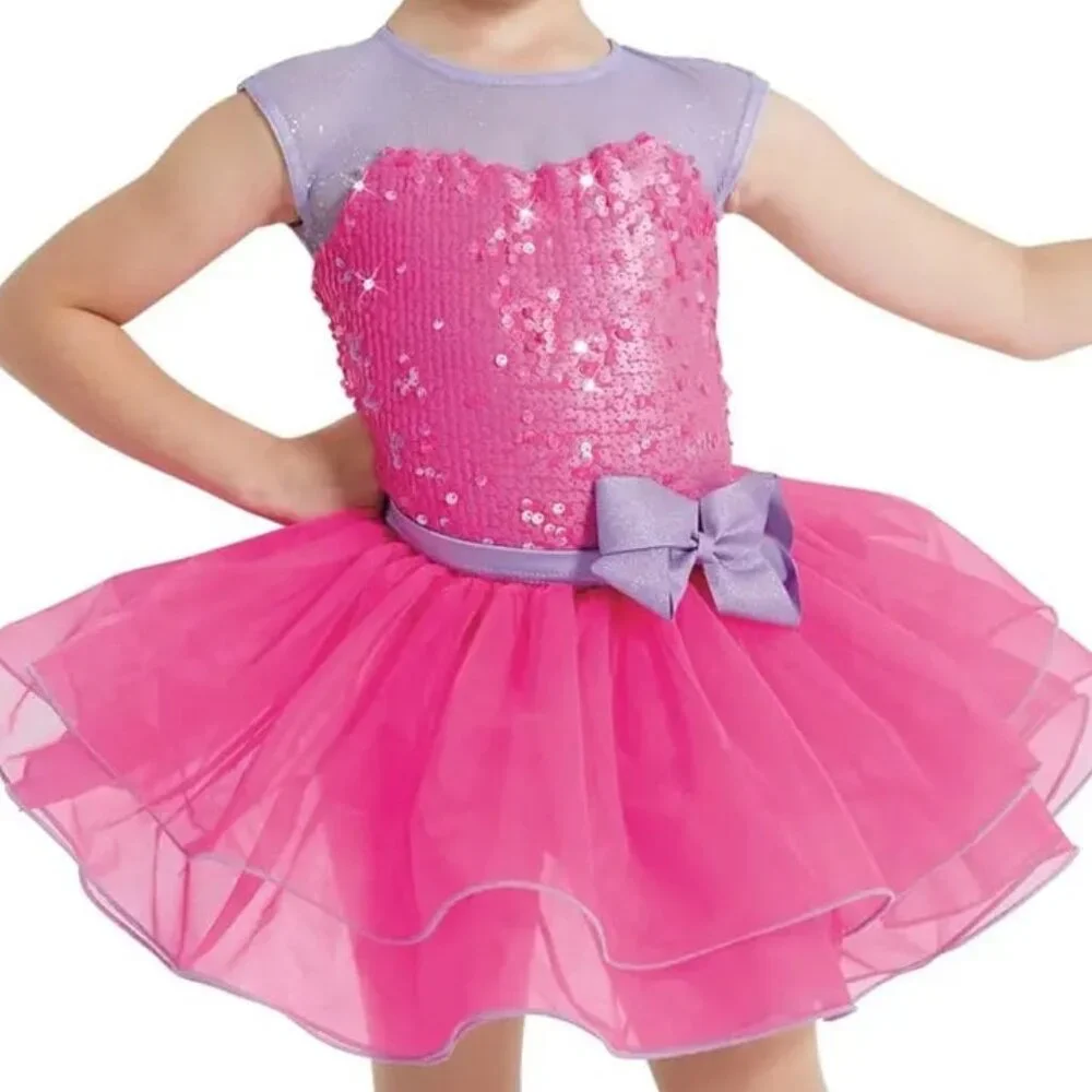 New WEISSMAN Showtime Dance/Costume One Pc Tutu Dress Hot Pink\Lavender S
